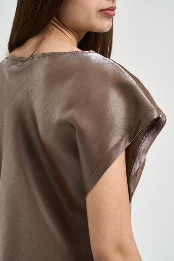 Blusa donna satinata tortora - 4