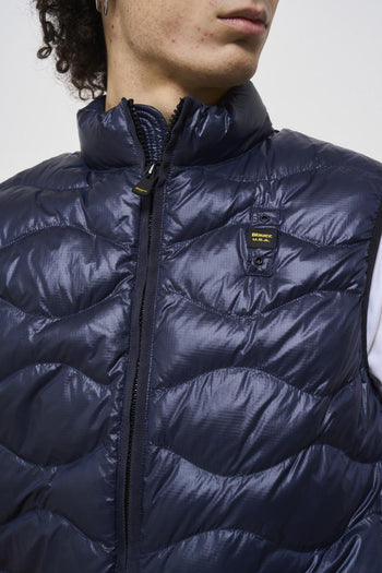 Men's blue quilted down vest - 3