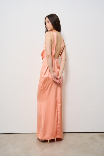 Abito donna lungo Lolita rosa salmone - 3