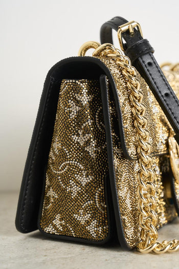 Borsa donna a tracolla Mini love con strass monogram - 5