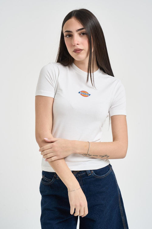 T-shirt donna girocollo bianca con logo