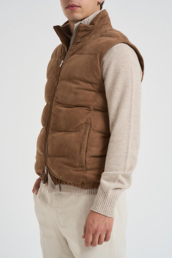 Gilet uomo in camoscio cammello - 5