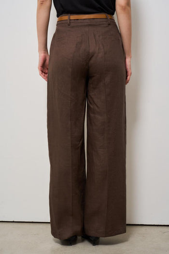Pantalone donna a palazzo marrone - 4