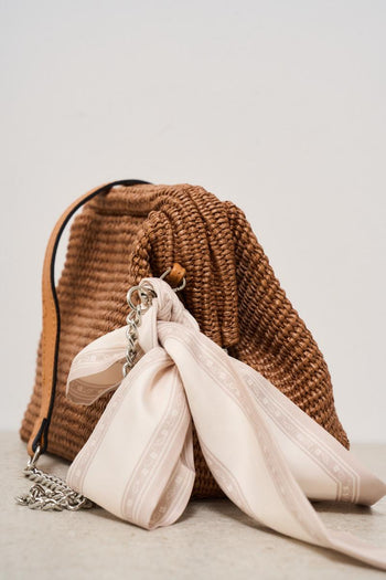 Borsa donna in rafia marrone - 4