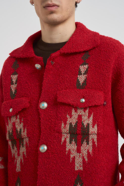 Cardigan uomo a fantasia rosso - 2