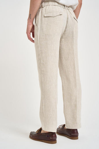 Pantalone uomo in lino beige - 4