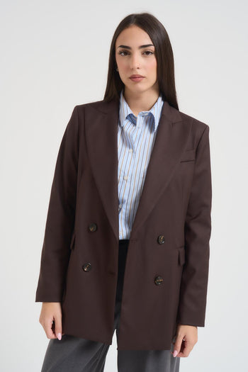 Giacca donna doppiopetto marrone - 3