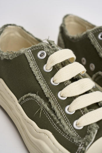 Sneakers uomo verde militare in canvas - 6