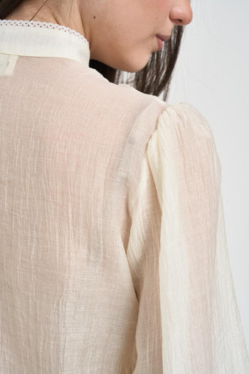 Camicia donna semi-trasparente avorio - 5