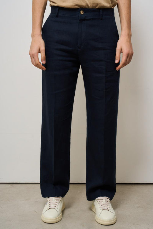 Pantalone uomo in lino blu