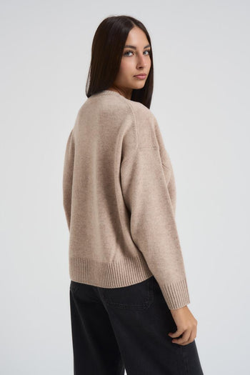 Maglia girocollo donna beige - 3