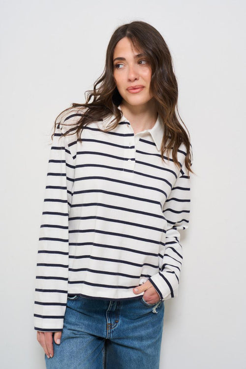 Polo donna a righe blu - 1