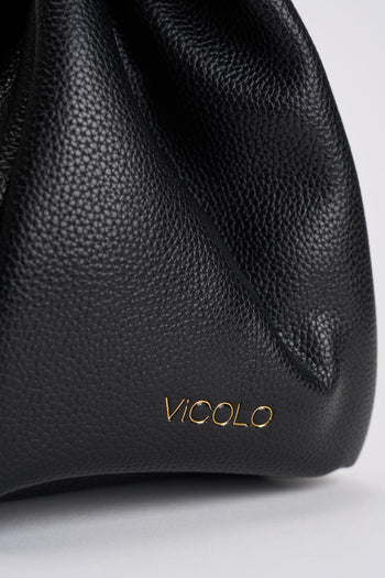 Borsa donna in ecopelle martellata nera - 4