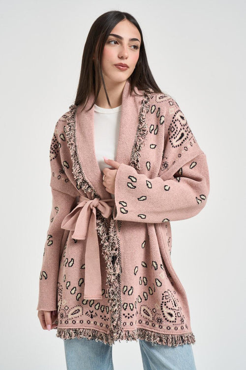 Cardigan donna fantasia bandana rosa - 1