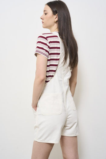 Salopette donna in denim bianco - 5