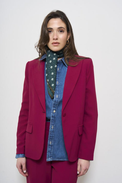 Women's single-breasted burgundy jacket - 2