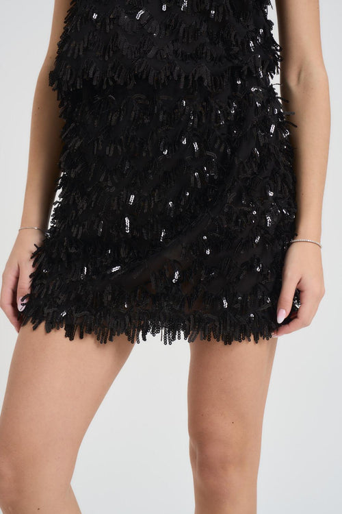 Minigonna donna con paillettes nera - 2