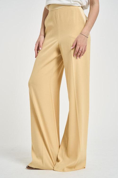 Pantalone donna gamba ampia giallo pastello