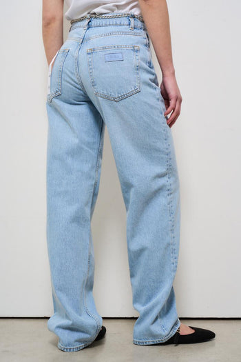 Jeans donna gamba dritta in denim chiaro - 4