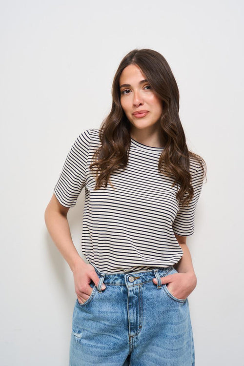 T-shirt donna a righe blu - 2