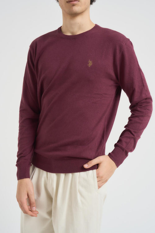 Maglia uomo girocollo cotone e cashmere bordeaux - 2