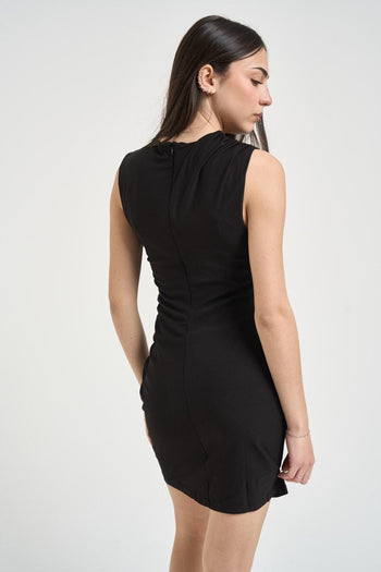 Abito donna drappeggiato nero - 4