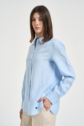 Camicia donna celeste - 5