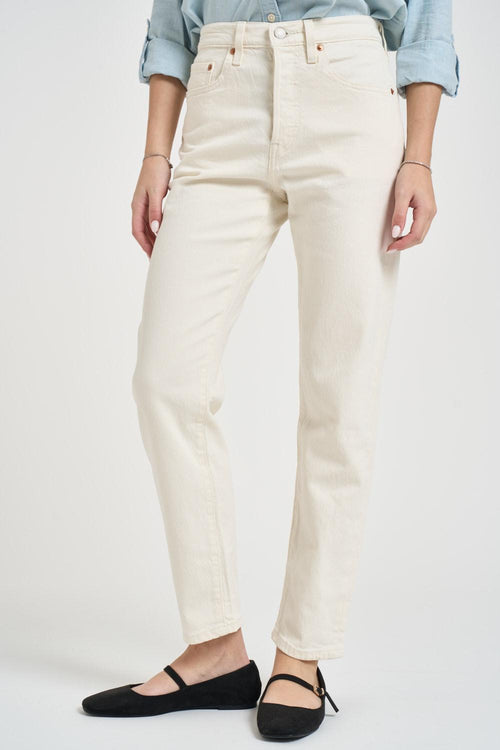Jeans donna 501 cropped in denim bianco - 2