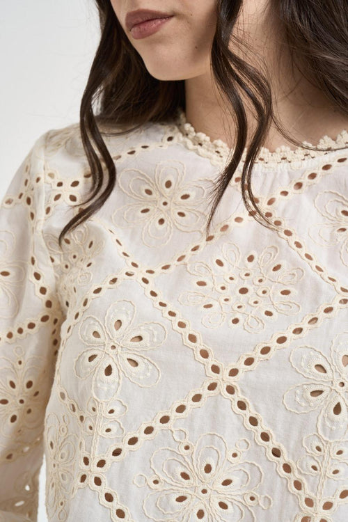 Blusa donna in sangallo ecru - 2