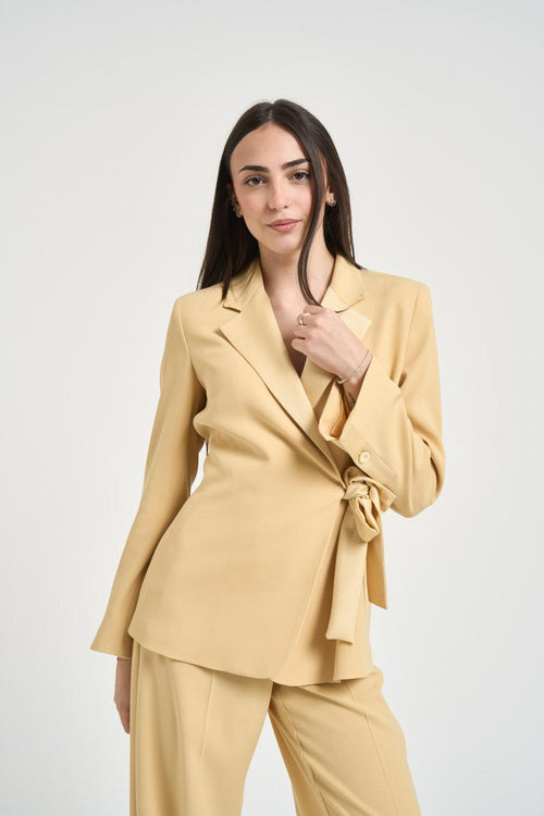 Giacca donna con fiocco giallo pastello - 2