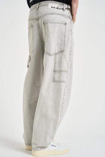 Jeans uomo baggy in denim grigio chiaro - 4