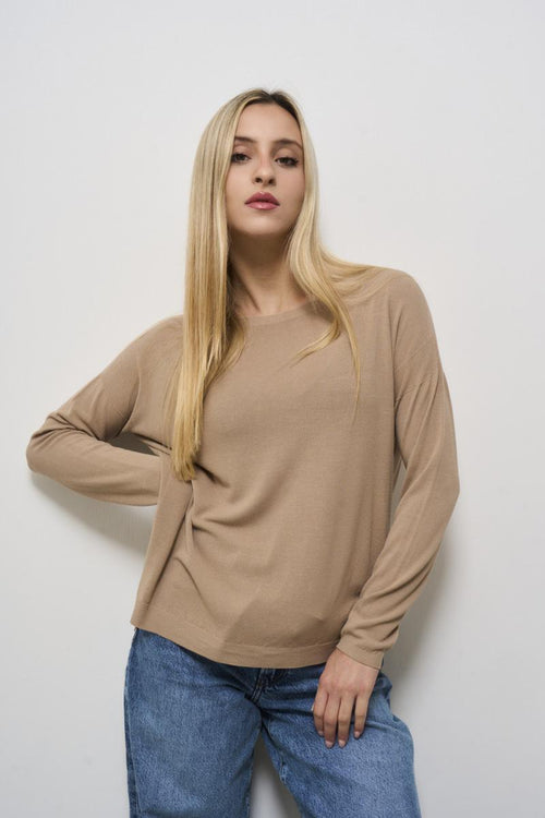 Women's beige crew neck sweater