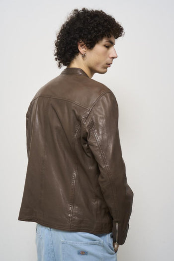 Giubbotto uomo in pelle marrone - 5