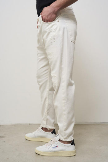 Jeans uomo in denim bianco - 3
