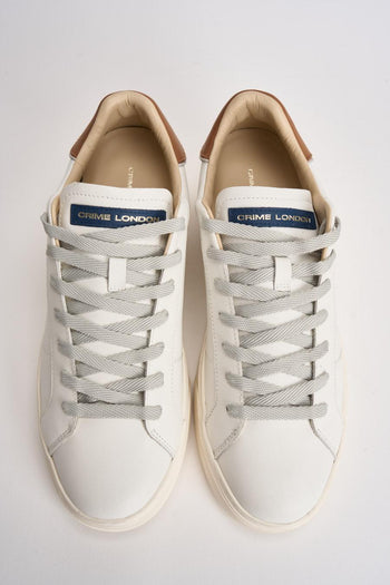 Sneakers uomo in pelle bianca e cammello - 4