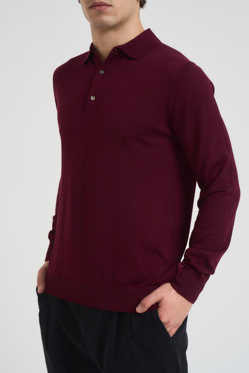 Polo uomo a maniche lunghe bordeaux