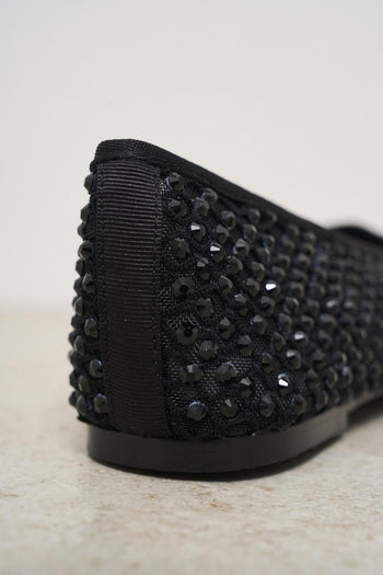 Black women's ballerinas with mesh and rhinestones - 5