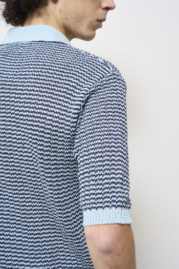 Polo uomo in maglia bicolor celeste - 6