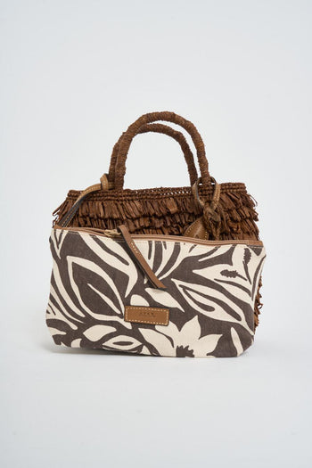 Borsa donna a mano in rafia marrone - 5