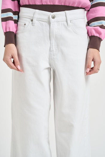 Jeans donna a gamba ampia bianchi - 6