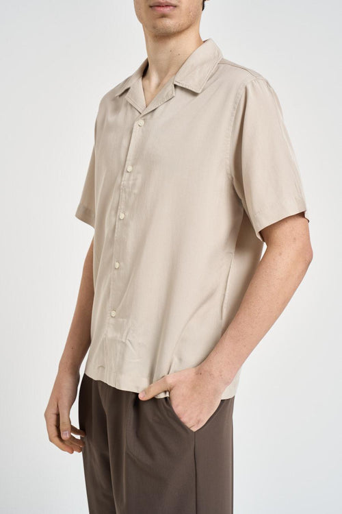 Camicia uomo manica corta beige - 2