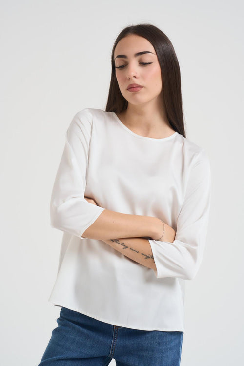 Blusa donna satinata bianca - 2