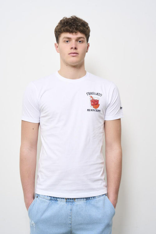 T-shirt uomo girocollo bianca con stampa