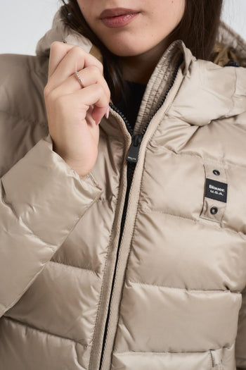 Piumino sfiancato donna beige - 4