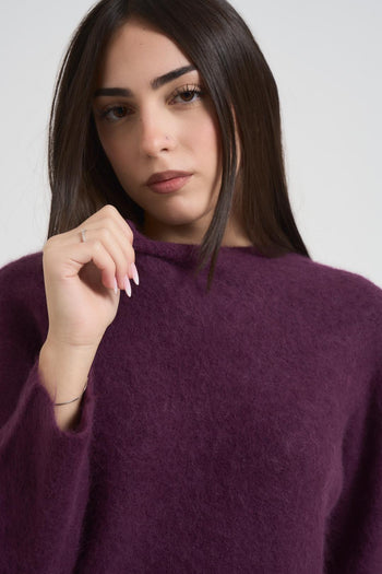 Maglia donna scollo a barca melanzana - 3