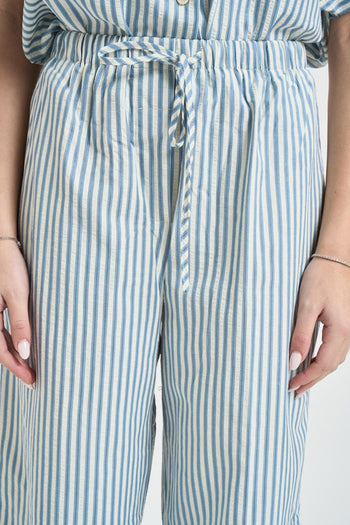 Pantalone donna a righe celeste - 4