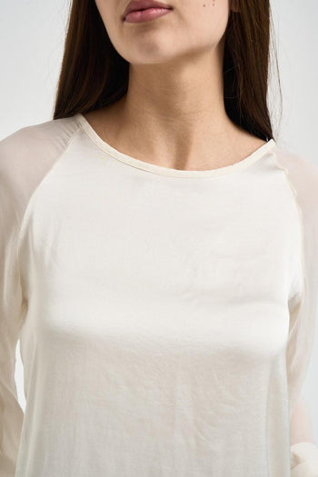 Blusa donna manica svasata avorio - 3