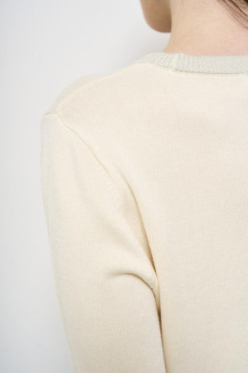 Women's cream crew neck sweater - 4