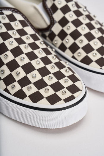 Sneakers donna Classic slip-on scacchi marrone - 6