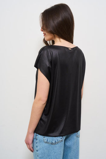 T-shirt donna girocollo nera - 3
